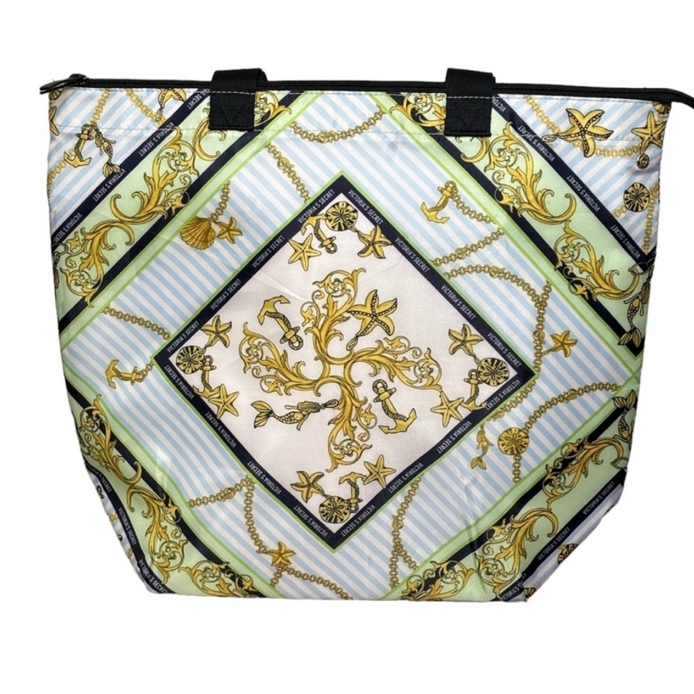 Victoria's Secret Blue and‎ Green Geometric Tote Bag